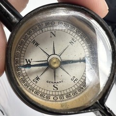 Vintage German Military Glass And Metal Compass Mirror Magnifying Germany