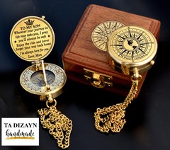 Engraved Compass Wooden Box Mom Dad To Son Grandson Gift Graduation Baptism