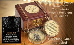 For I Know The Plans I Have For You Brass Magnetic Compass Engraved with Scri…