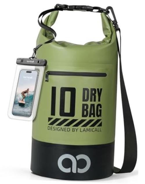 Waterproof Dry Bag with Phone Pouch – 5L//20L/30L/40L Floating 10L Olive Green