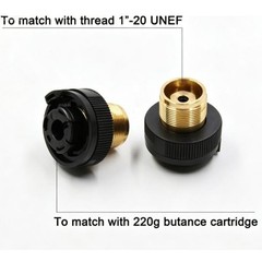Brass CGA600 to Butane Gas Adapter with Auto Shut Off Compact 103g Design