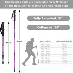 2X Trekking Poles Nordic Hiking Walking Sticks Adjustable Anti-shock Alpenstock