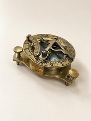 Antique 2.5-inch Brass Sundial Compass Roman Numerals Nautical Design