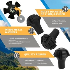 6Pcs Hiking Pole Tips – Rubber Feet for Walking Sticks & Trekking Poles, 11mm