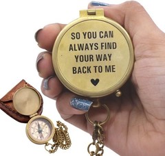 RII to My Husband I Love You, Brass Compass Engraved Gifts for Men, Bronze Gi…