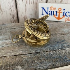 Brass Sundial Compass – Vintage Pocket Style – Nautical Keychain, Pendant – Gold
