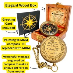 Gift for Son from Mom Dad | Engraved Compass 2″ – 2 inch(3100 lb.), Metallic