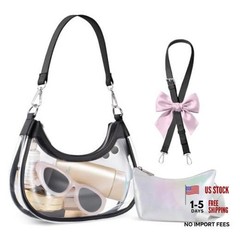 Clear Bag for Stadium Events, Clear Shoulder Bag for Stadium Small Black