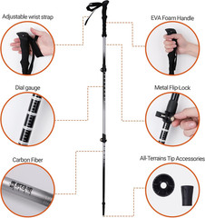 Carbon Fiber Trekking Poles Ultra Strong Lightweight Collapsible Hiking Poles EV