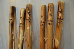 Bible Walking Stick + Cross Carving and “Micah 4:5” reference + Hiking Staff