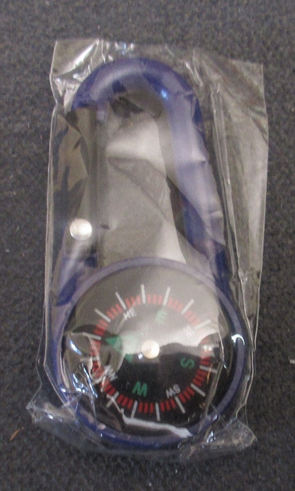 Carabiner Compass & Keychain – Black – NEW in Package