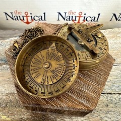 Antique Finish Brass Pocket Sundial Compass w/ Screw On Lid Nautical Style 2 “