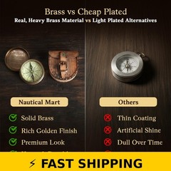 Wind & Weather Antiqued Brass Poem Compass with Leather Case