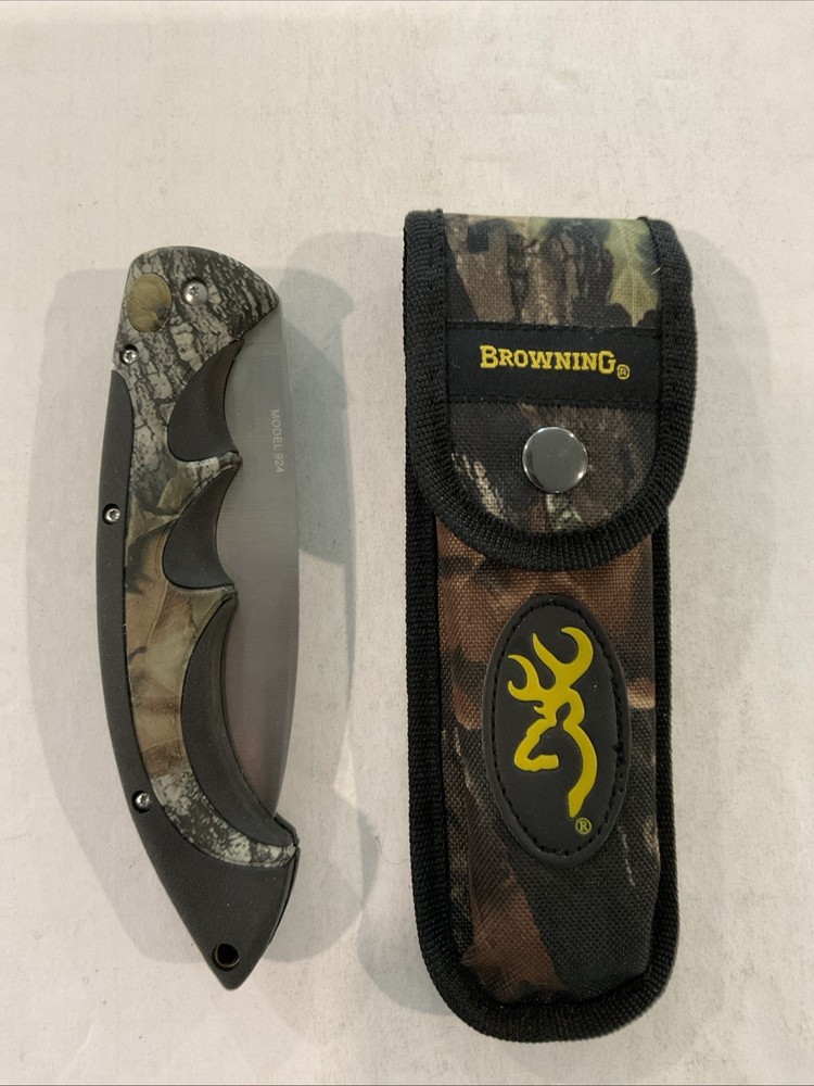 Browning Folding Camp Saw Camo Stainless High Carbon Knife w/ Sheath 924♨️A2