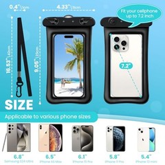 2 Pack Waterproof Floating Phone Pouch IPX8 Floatable Waterproof Blue+Black