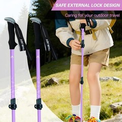 Lightweight Aluminum Adjustable Hiking Trekking Poles for Kids, 2 Pack