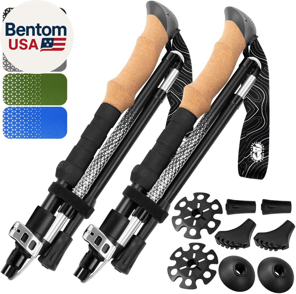 Premium Foldable Hiking Poles by USA Brand – Adjustable, Lightweight Trekking Po