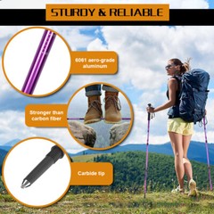 Pair of 2 Trekking Poles Walking Sticks Adjustable Anti-shock Alpenstock Hiking