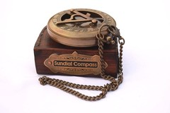Antique Brass Nautical Compass with Leather Case, 3 Inch Vintage Hiking Tool