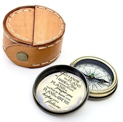 Jeremiah 2911 Engraved Brass Compass Leather Case Christian Baptism Gift