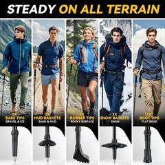 Carbon Fiber Lightweight Collapsible Trekking Poles 2-Pack with Cork Grip