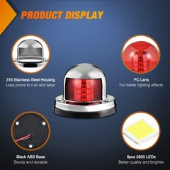 Boat Navigation Lights Marine LED Red Green Port Starboard Bow 2PCS 8LED (75