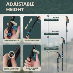 GPTCAMP Walking Sticks,Trekking Poles Collapsible Hiking Poles,Lightweight Foldi