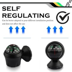 Compass for Car with Bottom Stick Car Compass Ball,Adjustible and Night Vision C