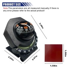 Car Compass, Dashboard Compass Ball with Slope 3.48 x 2.07 inch, Black