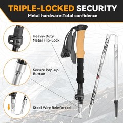 Collapsible Trekking Poles for Hiking – Lightweight Adjustable Aluminum Black