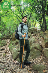 Detachable Hardwood Hiking Stick with Compass 48 Inches and Soft Hand Strap