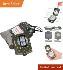 Military Compass Zinc Waterproof 3.1×1.8″ Lensatic Camping Hiking Distance Tool