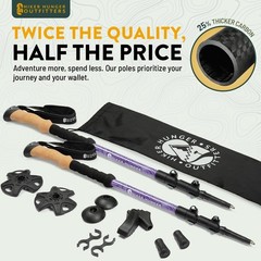 Lightweight Carbon Fiber Trekking Poles – Collapsible Hiking Sticks with Cork Gr