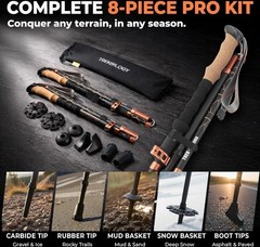 TREKOLOGY Trek-Z Prima 3K Carbon Fiber Folding Poles – Cork Grip (US) 100-120cm