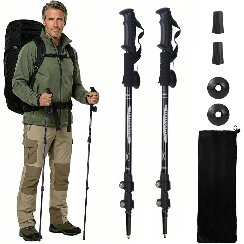 2x Trekking Poles Nordic Walking Hiking Sticks Adjustable Anti-shock Alpenstock