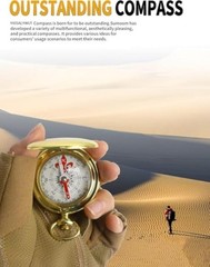 Golden Antique Brass Compass Keychain – Waterproof Pocket Compass for Kids, 1
