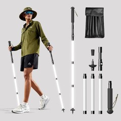 Aluminum Alloy Foldable Portable Charging Illuminated Hiking Pole With Built-in