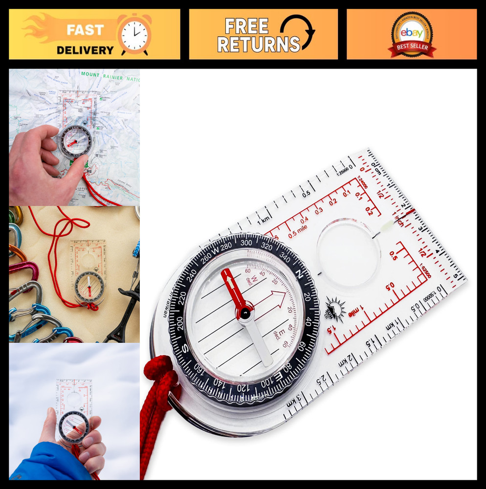Ultra Lightweight Baseplate Map Compass with Declination Scale – Accurate Orient