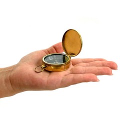 100% Brass Gold Finish Pocket Compass Navigation Tool Collectible – SOLID