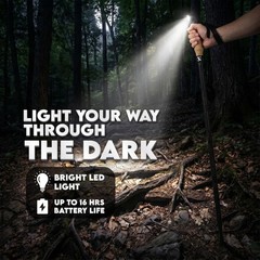 Collapsible Tactical Walking Stick with LED Light & USB Charging – Heavy-Duty Hi