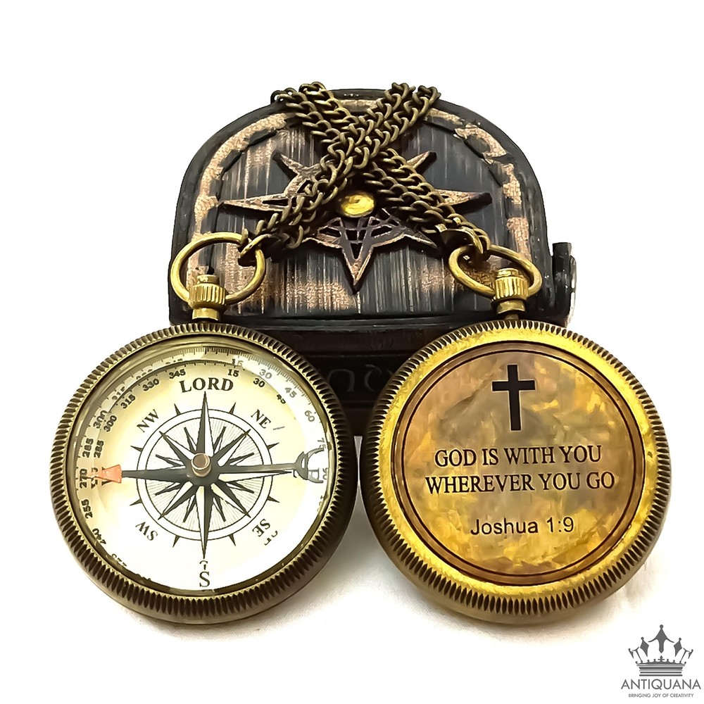 God is with You Wherever You Go Engraved Compass with Authentic Leather Case …