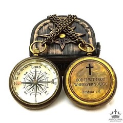 God is with You Wherever You Go Engraved Compass with Authentic Leather Case …