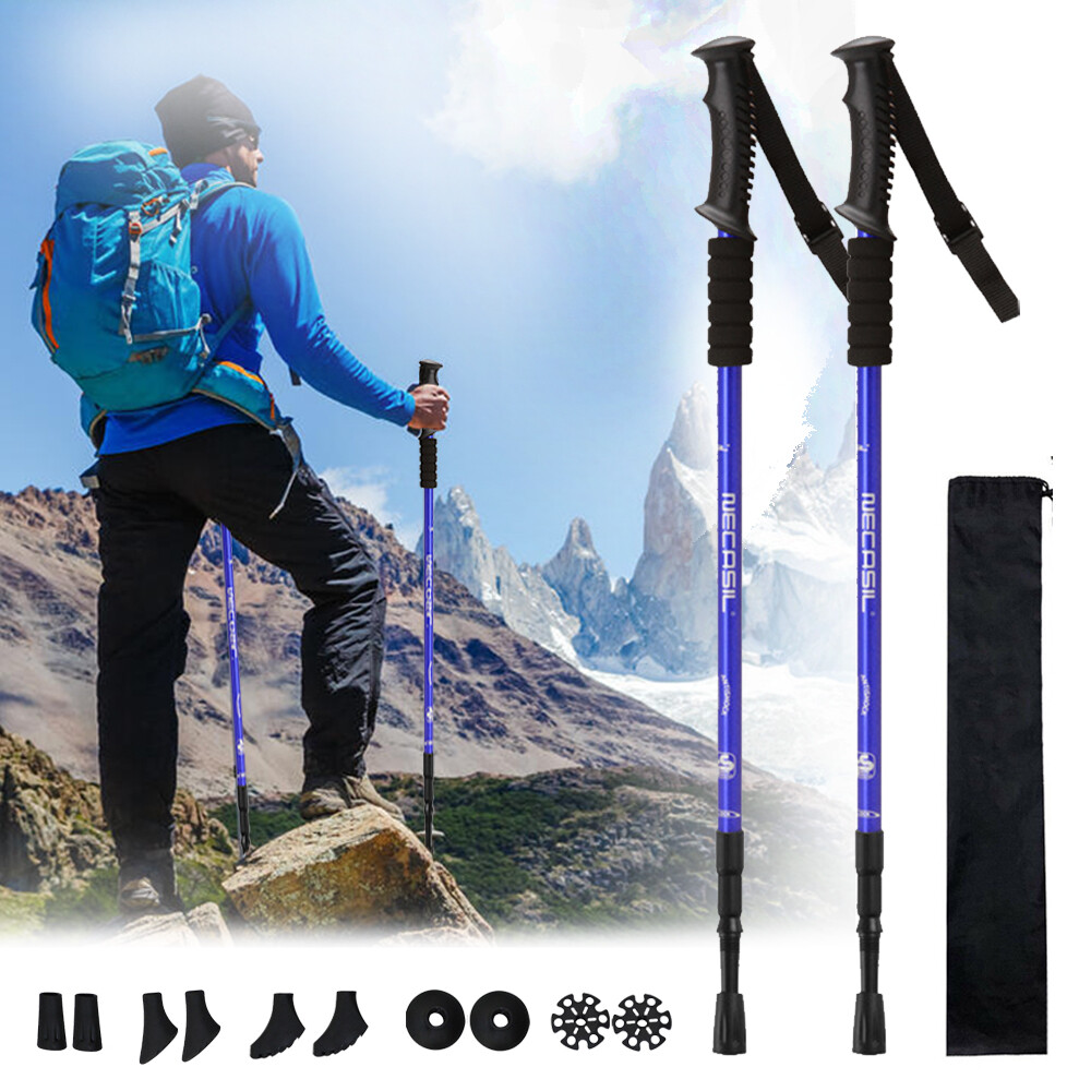 2X Trekking Poles Nordic Walking Hiking Sticks Adjustable Anti-shock Alpenstock