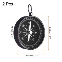 2Pcs Pocket Compass Outdoors Navigation Compass with Key Ring Black