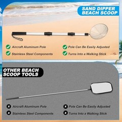 2 Pcs Full Size Beach Scoop Shovel Adjustable from 35″ to 64″ Sand Sifter for