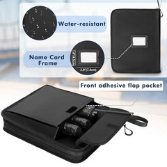 Boat Document Holder, Waterproof Travel Document Folder with 6 Black