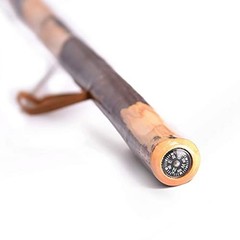 Hiking Stick 55 Inches Hardwood with Hand Strap Rubber Tip Waterproof Coating