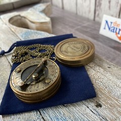 Antique Finish Brass Pocket Sundial Compass w/ Screw On Lid – Nautical Style