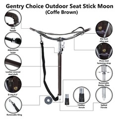 Outdoor Walking Stick with Leather Seat Hunting Stick Chair Camping Fish Stool
