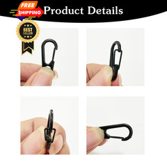 18PCS Mini Carabiner Clips Tiny Spring Snap Hook Keychains, black